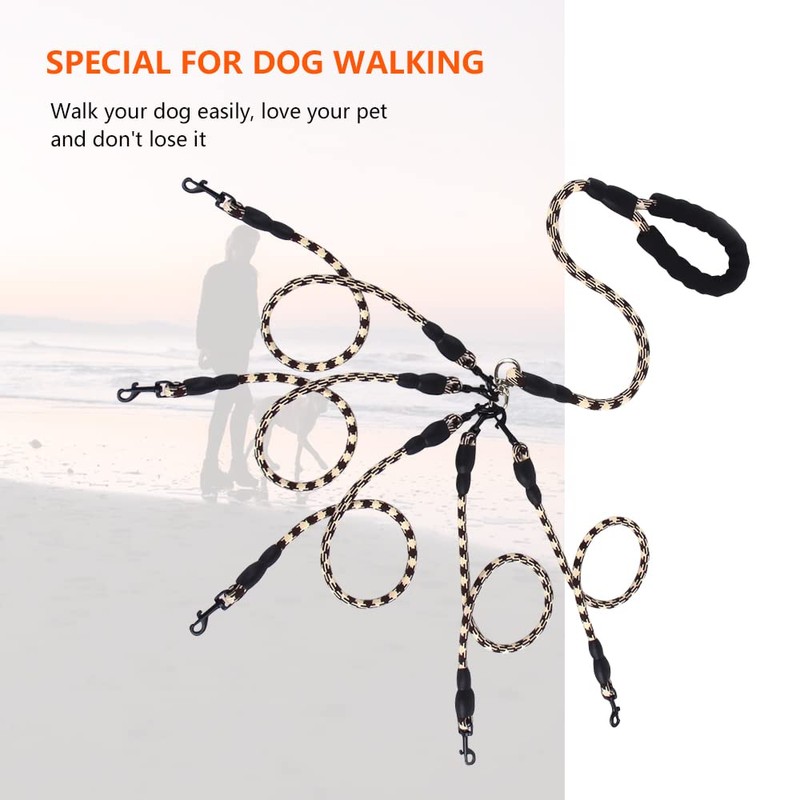 Five Dog Leash,Comfortable Five Dog Leash with Reflective,360 Swivel No
