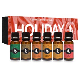 Holiday Gift Set of 6 Premium Grade Fragrance Oils - Candy Cane, Pine, Pumkin Patch, Cinnamon, Caramel, Snickerdoodle - 10Ml - Scented Oils