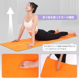 WeMe 2023 Edition Folding Yoga Mat, 0.2 inch (6 mm), Pilates, TPE Material, Nonslip, 72.0 x 24.0 inches (183 x 61 cm), Thick, Lightweight, Convenient Storage, With Storage Bag, Orange + Black