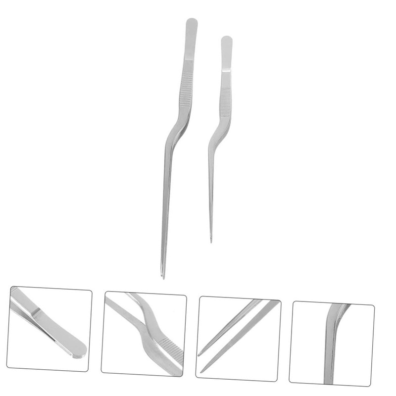 Zerodeko 2pcs Stainless Steel Cooking Tweezers Ergonomic Fish Bone Removers