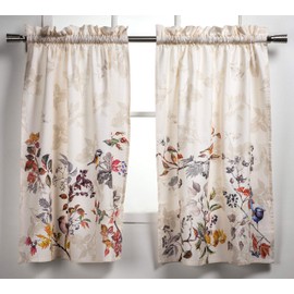 Maison d' Hermine Equinoxe - Beige 100% Cotton Set of 3 Kitchen Window Curtain for Cafe Kitchen Home Bedroom [2 Tiers (28"X36") and 1 Valance (56"X18")]