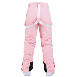 Women's Ski Pants Insulated Snow Pants Winter Warm Detachable Suspender Outdoor Waterproof Snowboard Pants Bibs(Pink,S)