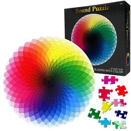Jigsaw Puzzles for Adults- 1000 Pieces Jigsaw Rounded Rainbow- Colorful Gradient Rainbow Puzzle Gift- Difficult Jigsaw Puzzles- Smooth Edging Fit Together Perfectly