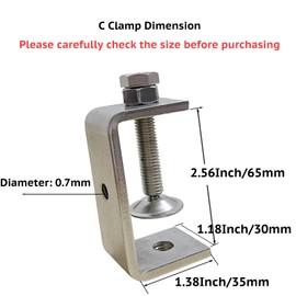 2PCS Stainless Steel Large C Clamp 65mm Heavy Duty Tiger Clamp with Wide Jaw Opening