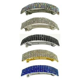 JCGY Set of 5 Vintage Crystal Bar Barrettes Sparkly Bridal Thick Hair Hairclip 0004-5