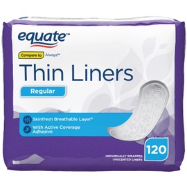 Equate Thin Liners Pantiliners, Regular, 120 Count