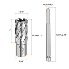 sourcing map Annular Cutter 13/16" Cutting Diameter Shank 3/4" with 1" Depth of Locating Pin M2 High-Speed Steel Drill Bit Annular Cutter for Standard Magnetic Drills Machine Tools Mills