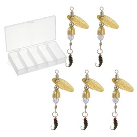 PATIKIL Trout Lures 1/8 oz, 5Pack Trout Spinners Fly Trout Fishing Lures Fishing Spinners Baits Tackle with Tackle Boxes for Freshwater Saltwater Fishing, Gold Tone