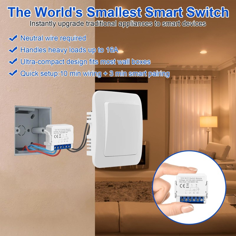 SOARFLY 4 x Smart Light Switch Module, WiFi Switch, Smart