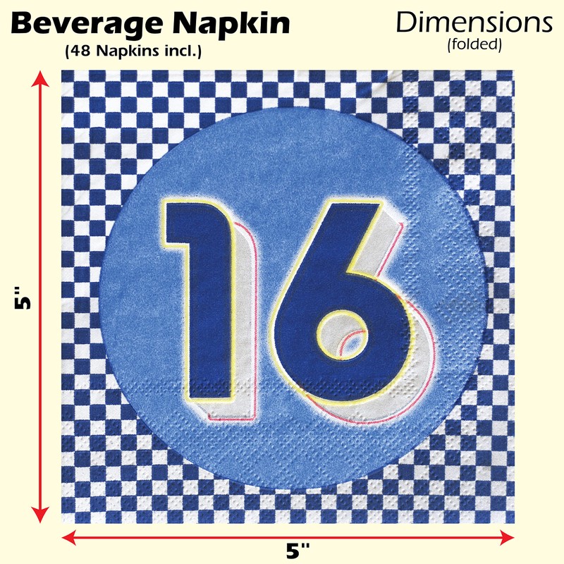Havercamp Sixteen Blue Beverage Napkins (48 pcs.)! 48 Gender Neutral