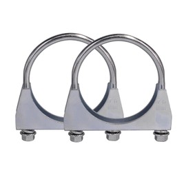 Pack of 2 M8 Pipe Clamp Diameter 52-80 mm Special Clamp for Exhaust Pipe U-shaped Galvanised Pipe Clamp (76 mm)