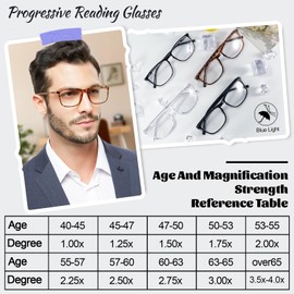 OCCI CHIARI Mens Progressive Multifocus Reading Glasses Transition Bifocal Readers(Brown +250) 1.0 1.5 2.0 2.5 3.0 3.5