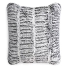 Hudson Park Collection Sculpted Faux Fur Decorative Pillow Charcoal 20"x20" New