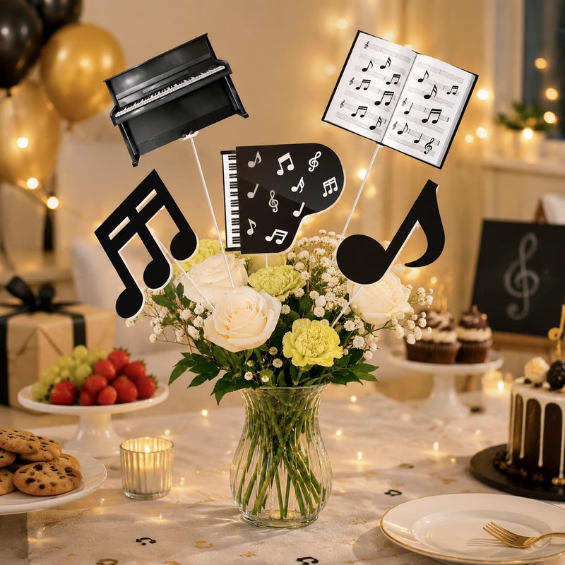 26PCS Piano Music Party Centerpiece Sticks Musical Note Table Toppers