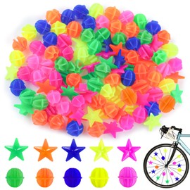 ZNBSIXP Bike Wheel Spokes Beads Colorful Bicycle Spoke Beads,Bike Spoke Decorations Plastic Clip Bicycle Tire Decoration,Bikes Wheel Spokes Accessories,Assorted Colors and 2 Shapes,72 Pieces