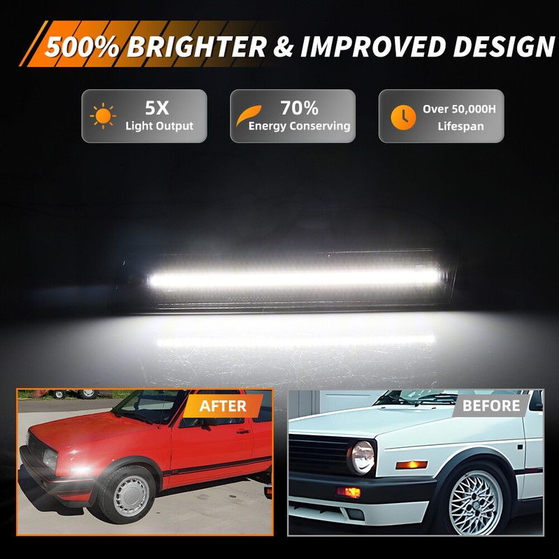 OFFKAT Smoked White LED Front Side Marker Lights For 1984-1992