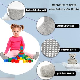 HYCLES Baby Boys Girls Non Silp Grip Socks 12 Pairs Toddler Non-Slip Cotton Ankle Socks with Grippers Kids Breathable Socks for 6 Months - 7 Years, 03# White x 12