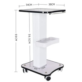 Salon Trolley Cart - Aluminum Mobile Trolley Stand Medical Rolling Carts for Ultrasonic Cavitation RF Machine Manicure Spa Shelf (White Black Border)
