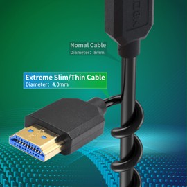 Duttek Cable HDMI de ángulo recto de 8 K de 1 pies a 4 pies, cable HDMI en espiral de 48 Gbps, cable HDMI extremo delgado macho a macho en espiral compatible con HDR dinámico, tiene resolución de 8 K