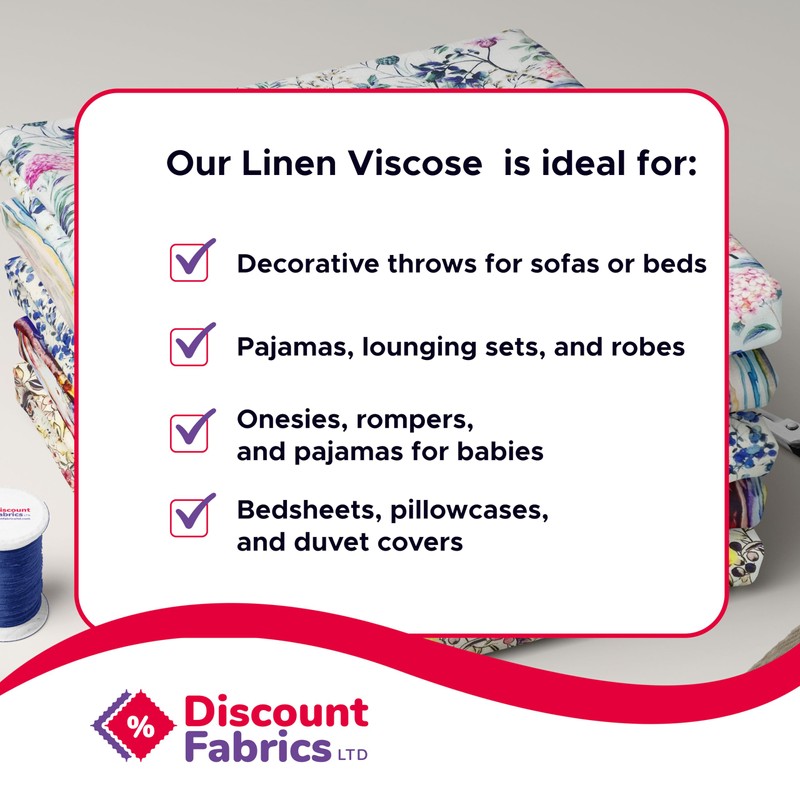 Linen Viscose Printed Fabric - 55 Inches (142cm) Wide -