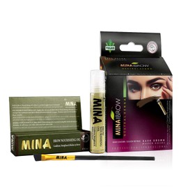 MinaiBrow Tint Kit Dark Brown | Natural Spot Coloring Brow Powder with Oil & Brush | Water & Smudge Proof, Long-Lasting, Instant Brow Dye Kit, 100% Gray Converge, Vegan and Cruelty-Free