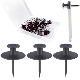 30 PCS Push Pins Picture Hangers Wall Hooks, Double Headed Thumb Tacks for Wall Hangings, Renter Friendly Decor Small Picture Frame Hangers for Drywall Cork Board Home Office Photo Decorations(Black)