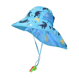 Eigell Kids Sun Hat Beach Hat Cartoon Breathable Lightweight Portable Fisherman Cap with Neck Flap, Blue