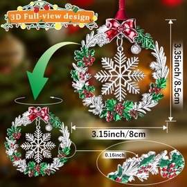 Dolicer Christmas Ornament for Christmas Tree Decoration, Hanging Silver Metal Christmas Ornaments with Hanging Snowflake for Holiday Decorative Keepsake Gift (1Pack)