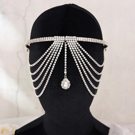 Kilshye Rhinestone Wedding Headbands Bride Crystal Bridal Hair Accessories Fancy Headpiece Jewelry for Women (Silver)