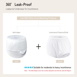 2PCS Carer Adult Diaper Covers for Incontinence Noiseless Reusable Waterproof Underwear Designed to Go On Top of/Together with Diapers & Briefs as Added Leak Resistance Pull-On-Cover Pant