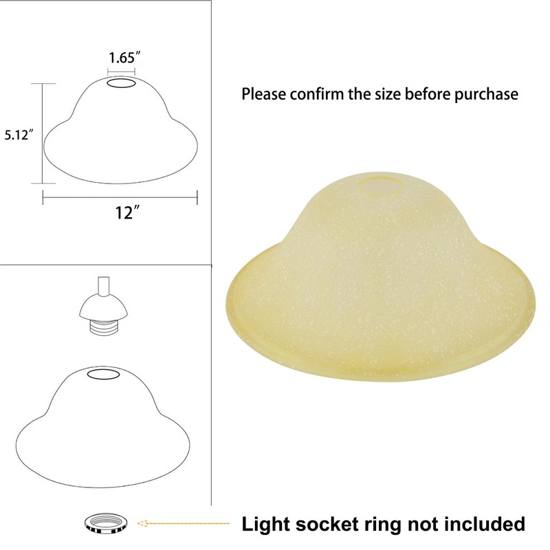 SHENGQINGTOP 12"D Retro Glass White Speckles Domed Shade with 1.65"