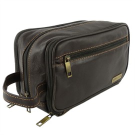 Rowallan of Scotland - Hochwertiger Herren Kulturbeutel Leder Reisetasche Stylish - Braun, Keine Angabe