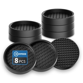 RCHYFEED Feet Protector Pad, Pack of 8 Furniture Gliders, 5 cm, Non-Slip Pads for Furniture Castors, Ideal Non-Slip Rubber, Ideal for Tile Floors, Non-Slip Pads for Furniture and Items (Black Round)