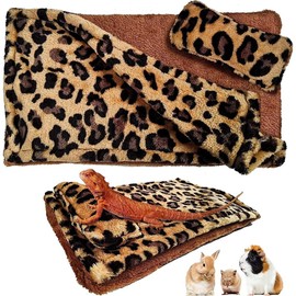 Bearded Dragon Bed with Pillow Blanket, Bearded Dragon Tank Accessories Lizard Hide Habitat Shelter, Warm Sleeping Bag with Cover for Bearded Dragon, Leopard Gecko, Lizard (One Size, Style 1)