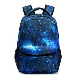 Kwlegh Dark Blue Galaxy Backpack for Kids Girls Navy-blue Universe Space Elementary School Bag Lightweight Starry Sky Child Primary Bookbags Durable Laptop Backpacks for Travel Hiking