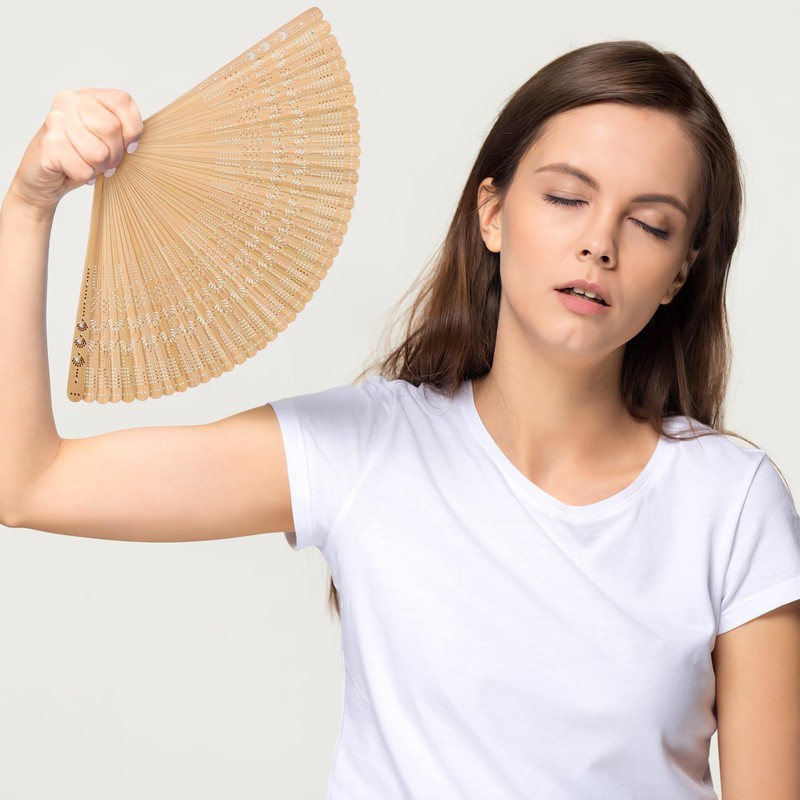 IMIKEYA Folding Hand Fan for Women: Wooden Bamboo Hand Fans