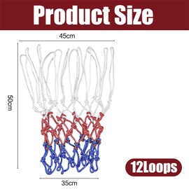 Basketball Net Replacement, Basketball Hoop Net, Basketball Net Outdoor Heavy Duty, Basketball Replacement Nets for Indoor Outdoor, All Weather Anti Whip, 12 Loops Standard Size