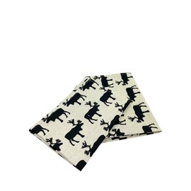 Ger3as Set of 2 Gourmet Tea Towels, Kitchen Towels, Linen/Cotton, 50 x 70 cm, Half-Linen Stonewashed Jacquard or Printed (Black Elk)