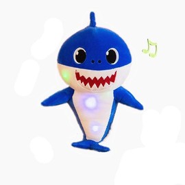 Genérico 12" Lindo Juguete de tiburón de Peluche, con música y Canto Nocturno, es el Mejor Regalo para niños y niñas, Familia de Tiburones (Azul)
