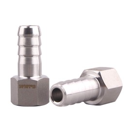 DERNORD 1/2" Barbed Hose x 3/8" NPT Female - Home Brew Fitting 304 Stainless Steel Pack of 2