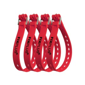 Fixplus 4-Pack CARGO_STRAP Strap: Tie-down, attach, bundle & lash made of plastic with aluminum buckle, 46 cm x 2.4 cm, Red