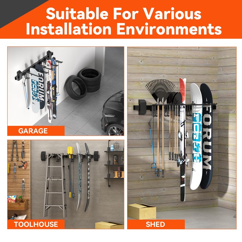 32" Ski & Snowboard Wall Rack – Heavy-Duty Wall Mounted
