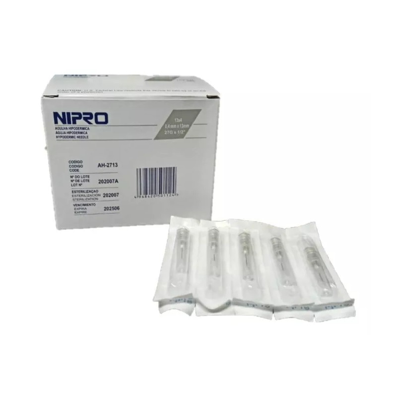 Nipro Aguja Hipodermica 27g X 1/2 Nipro Caja/100 Pzs
