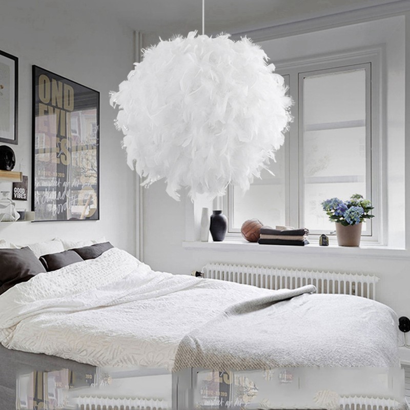 Feather Pendant Droplight Hanging Lamp for Living Room Exhibition Hall