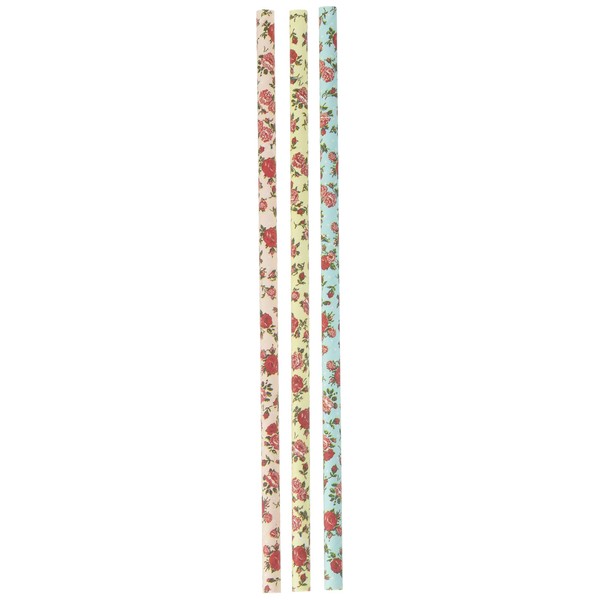 Charmed floral Roses Paper Straws 7.75 Inches 75 Pack Ivory, Light Blue, Pink