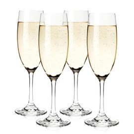 True Cuvée Champagne Flutes, Elegant Champagne Glasses Gift Set, Perfect for Sparkling Wine, Prosecco, Mocktails, Wedding Gifts, Housewarming, Home Bar Accessories, 7 oz, Set of 4