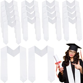 Restroma 20 Pcs Sublimation Graduation Stoles Bulk Plain White Graduation Sash Blank Graduation Honor Stole for Students Graduation, 69 Inches (White)