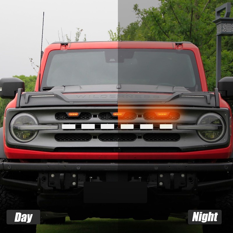 Front Mesh Grille Inserts & Amber Light Compatible with 2021-2024