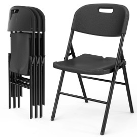 Set of 4 Commercial Folding Chair Seat Event Set for Outdoor Garden Black