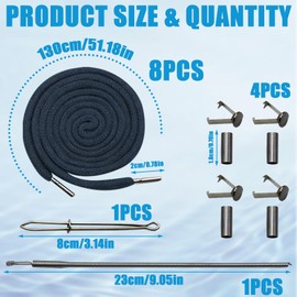 LXBCTOP 8 PCS Replacement Drawstring Cord, 130cm Universal Cotton Drawstrings, Round Cotton Drawstring with Metal Lock Ends, Replacement for Pants Sweatpants Hoodies Jackets Shoes